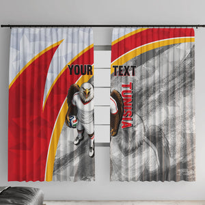 Personalized Tunisia Soccer Carthage Eagles Mascot Window Curtain Red And White Abstract Geometric Football Concept