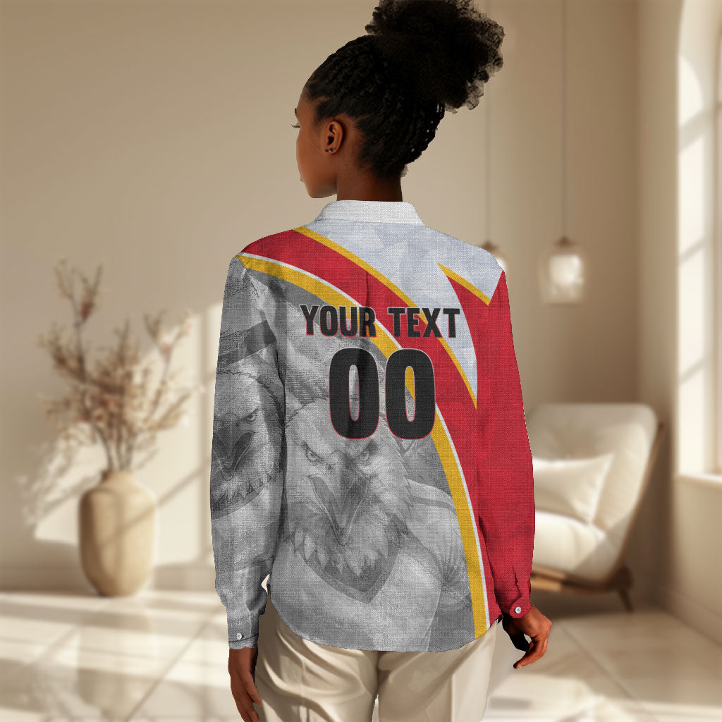 Personalized Tunisia Soccer Carthage Eagles Mascot Women Casual Shirt Red And White Abstract Geometric Football Concept