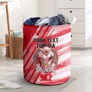 Personalized Tunisia Football Laundry Basket Tunisian Flag Carthage Eagles Mascot Grunge Style