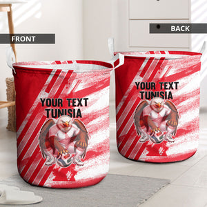 Personalized Tunisia Football Laundry Basket Tunisian Flag Carthage Eagles Mascot Grunge Style