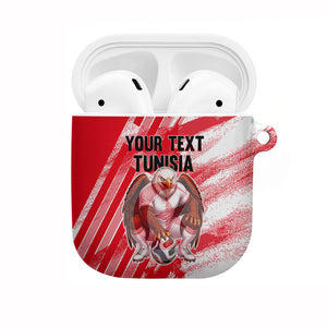 Personalized Tunisia Football AirPods Case Tunisian Flag Carthage Eagles Mascot Grunge Style