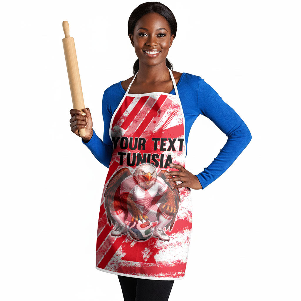 Personalized Tunisia Football Apron Tunisian Flag Carthage Eagles Mascot Grunge Style