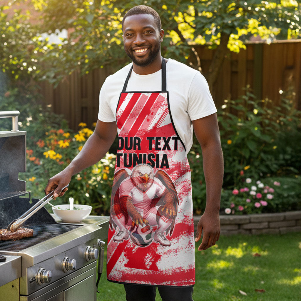 Personalized Tunisia Football Apron Tunisian Flag Carthage Eagles Mascot Grunge Style