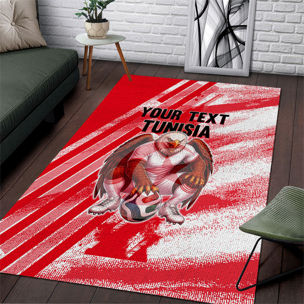 Personalized Tunisia Football Area Rug Tunisian Flag Carthage Eagles Mascot Grunge Style