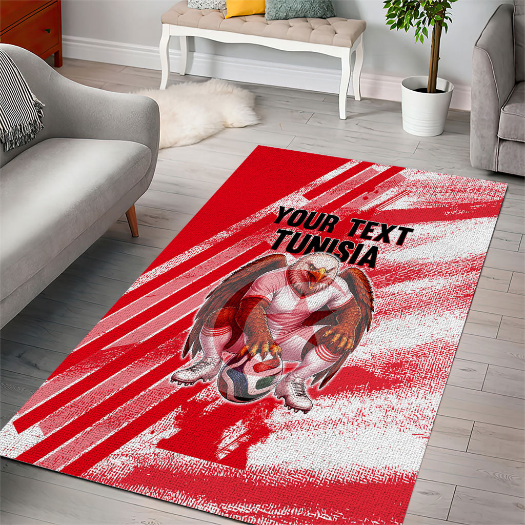 Personalized Tunisia Football Area Rug Tunisian Flag Carthage Eagles Mascot Grunge Style