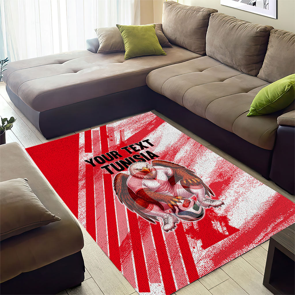 Personalized Tunisia Football Area Rug Tunisian Flag Carthage Eagles Mascot Grunge Style