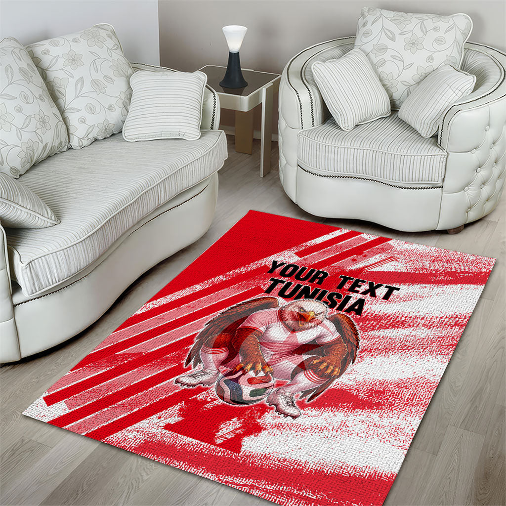 Personalized Tunisia Football Area Rug Tunisian Flag Carthage Eagles Mascot Grunge Style