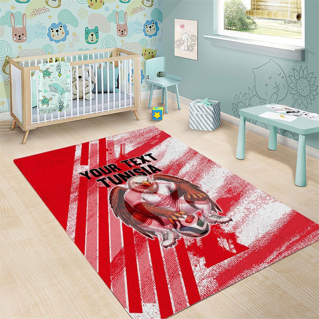 Personalized Tunisia Football Area Rug Tunisian Flag Carthage Eagles Mascot Grunge Style