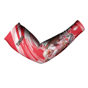 Personalized Tunisia Football Arm Sleeves Tunisian Flag Carthage Eagles Mascot Grunge Style