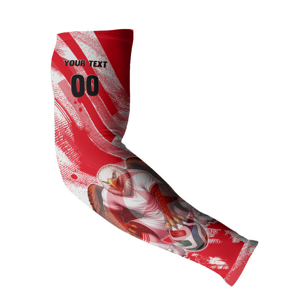 Personalized Tunisia Football Arm Sleeves Tunisian Flag Carthage Eagles Mascot Grunge Style