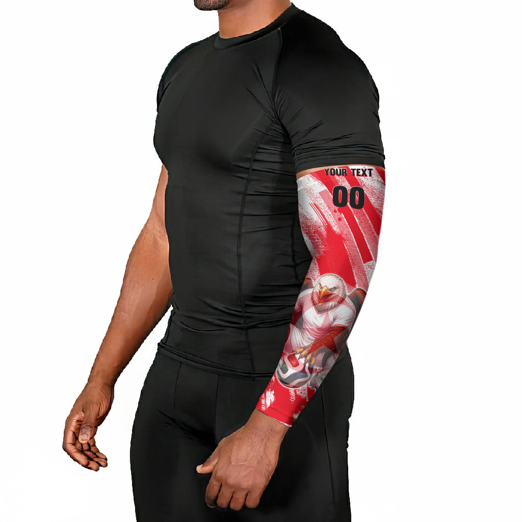 Personalized Tunisia Football Arm Sleeves Tunisian Flag Carthage Eagles Mascot Grunge Style