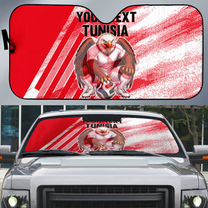 Personalized Tunisia Football Auto Sun Shade Tunisian Flag Carthage Eagles Mascot Grunge Style