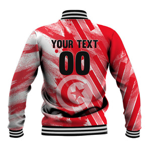 Personalized Tunisia Football Baseball Jacket Tunisian Flag Carthage Eagles Mascot Grunge Style