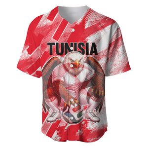 Personalized Tunisia Football Baseball Jersey Tunisian Flag Carthage Eagles Mascot Grunge Style