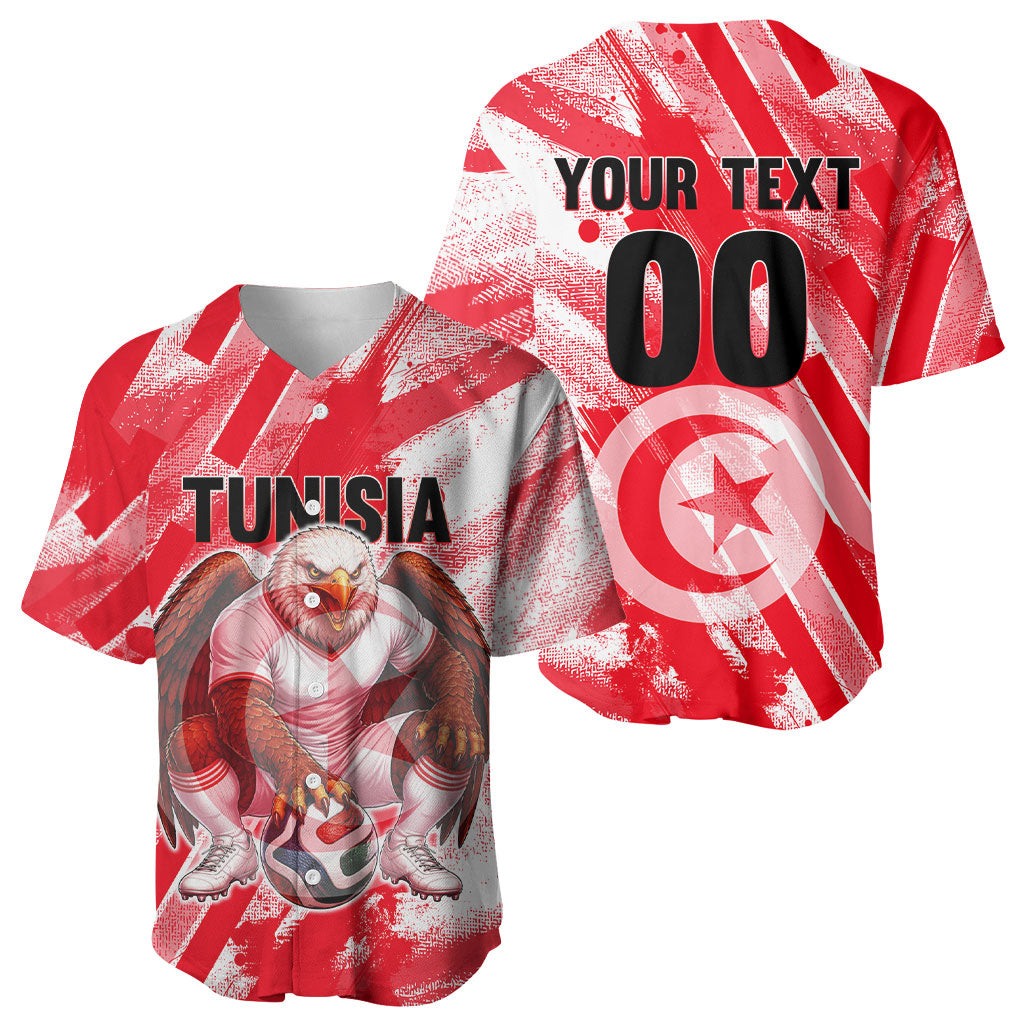 Personalized Tunisia Football Baseball Jersey Tunisian Flag Carthage Eagles Mascot Grunge Style