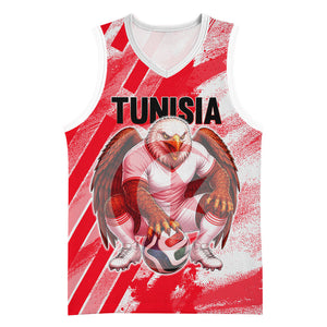 Personalized Tunisia Football Basketball Jersey Tunisian Flag Carthage Eagles Mascot Grunge Style
