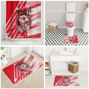 Personalized Tunisia Football Bathroom Set Tunisian Flag Carthage Eagles Mascot Grunge Style