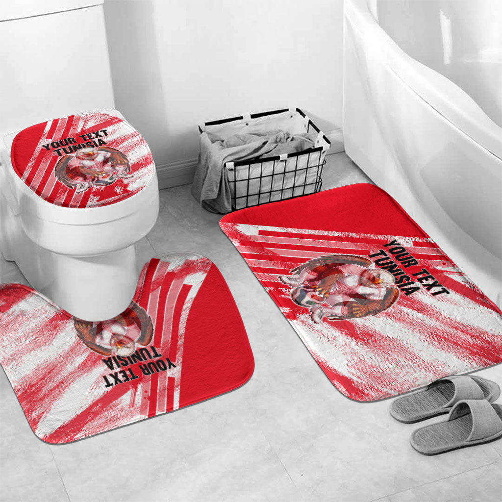 Personalized Tunisia Football Bathroom Set Tunisian Flag Carthage Eagles Mascot Grunge Style