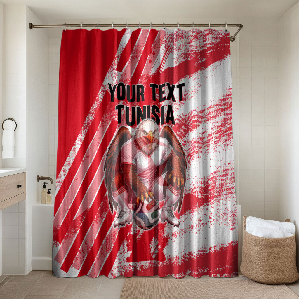 Personalized Tunisia Football Bathroom Set Tunisian Flag Carthage Eagles Mascot Grunge Style