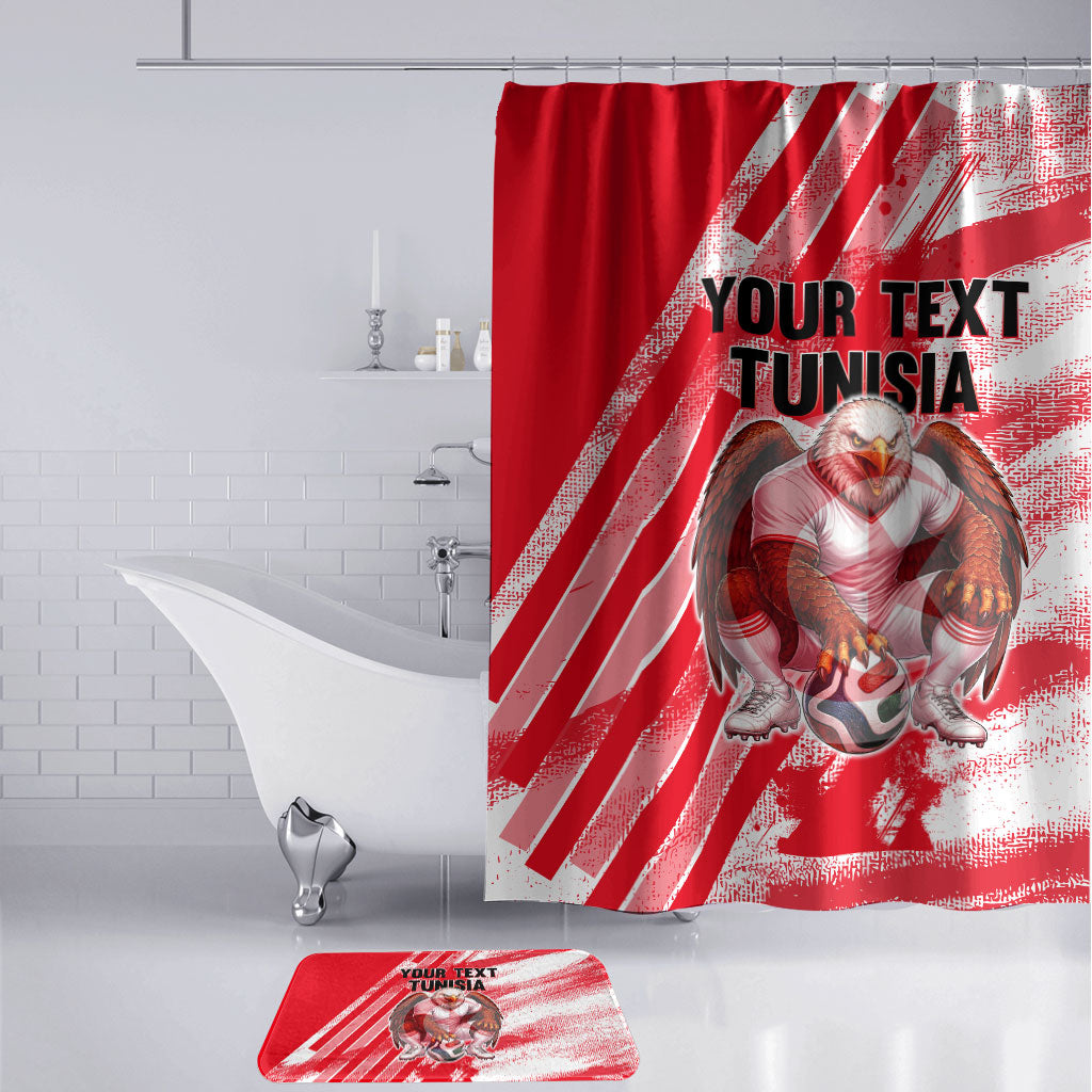 Personalized Tunisia Football Bathroom Set Tunisian Flag Carthage Eagles Mascot Grunge Style