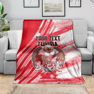 Personalized Tunisia Football Blanket Tunisian Flag Carthage Eagles Mascot Grunge Style