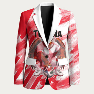 Personalized Tunisia Football Blazer Tunisian Flag Carthage Eagles Mascot Grunge Style