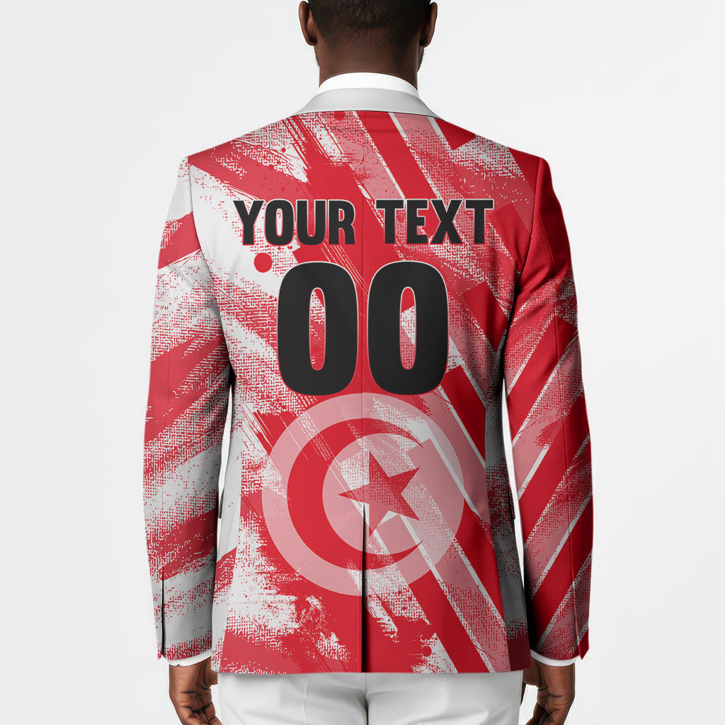 Personalized Tunisia Football Blazer Tunisian Flag Carthage Eagles Mascot Grunge Style