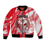 Personalized Tunisia Football Bomber Jacket Tunisian Flag Carthage Eagles Mascot Grunge Style