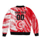 Personalized Tunisia Football Bomber Jacket Tunisian Flag Carthage Eagles Mascot Grunge Style