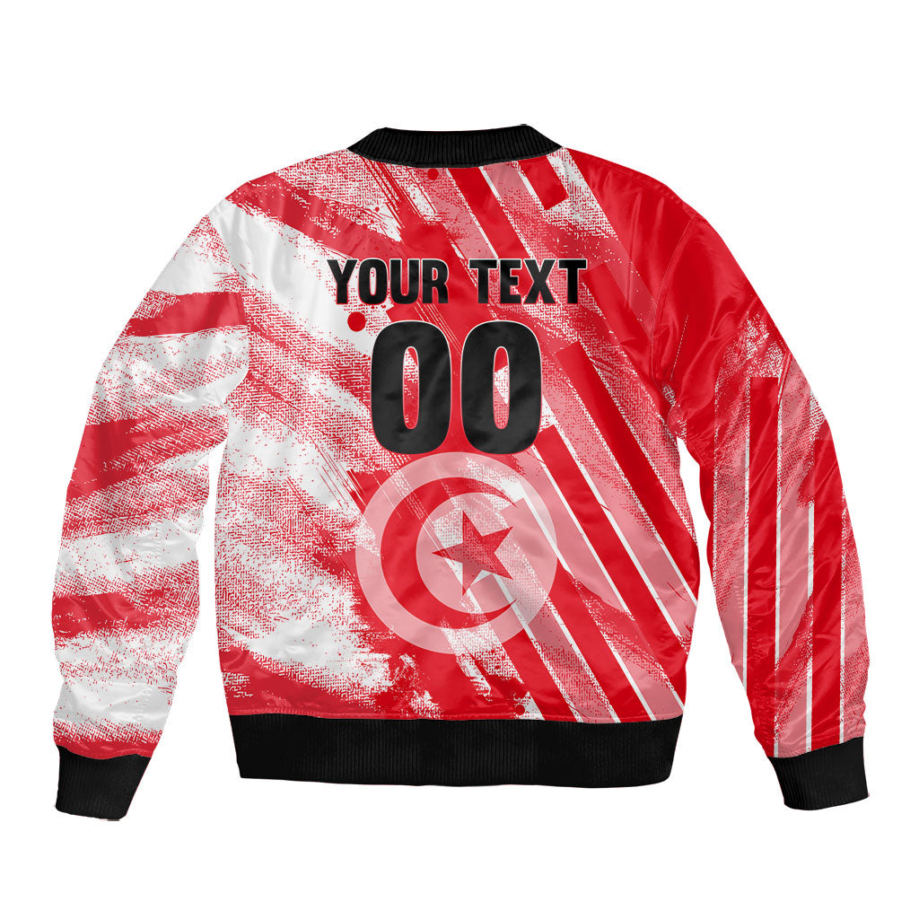 Personalized Tunisia Football Bomber Jacket Tunisian Flag Carthage Eagles Mascot Grunge Style