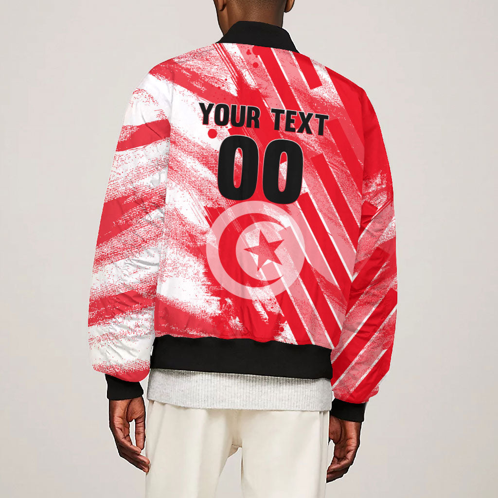 Personalized Tunisia Football Bomber Jacket Tunisian Flag Carthage Eagles Mascot Grunge Style
