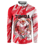 Personalized Tunisia Football Button Sweatshirt Tunisian Flag Carthage Eagles Mascot Grunge Style