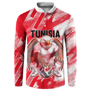 Personalized Tunisia Football Button Sweatshirt Tunisian Flag Carthage Eagles Mascot Grunge Style