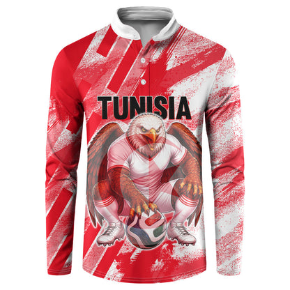 Personalized Tunisia Football Button Sweatshirt Tunisian Flag Carthage Eagles Mascot Grunge Style