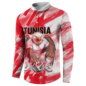 Personalized Tunisia Football Button Sweatshirt Tunisian Flag Carthage Eagles Mascot Grunge Style