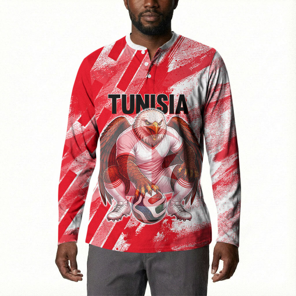 Personalized Tunisia Football Button Sweatshirt Tunisian Flag Carthage Eagles Mascot Grunge Style