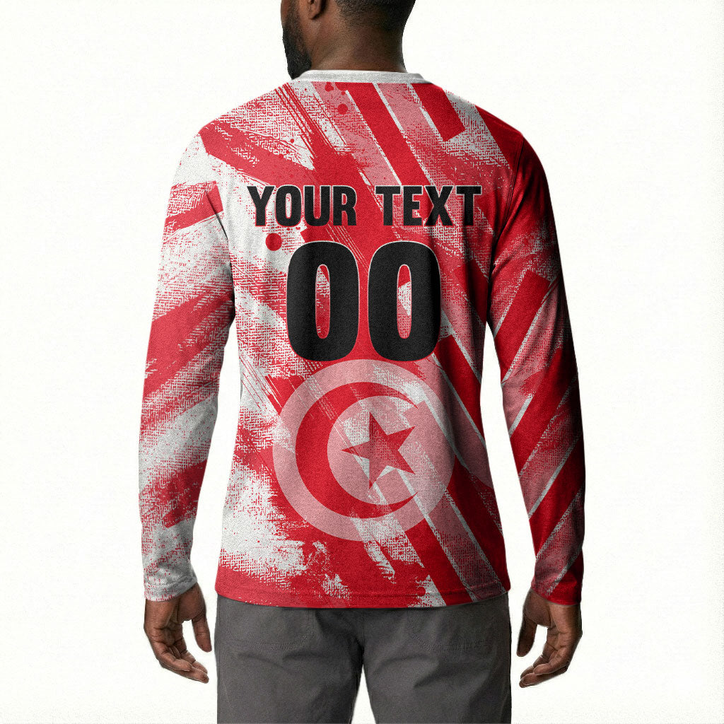 Personalized Tunisia Football Button Sweatshirt Tunisian Flag Carthage Eagles Mascot Grunge Style