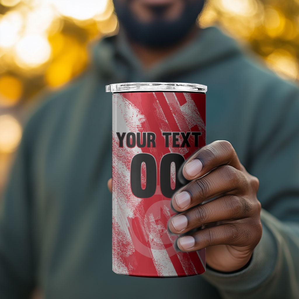 Personalized Tunisia Football 4 in 1 Can Cooler Tumbler Tunisian Flag Carthage Eagles Mascot Grunge Style