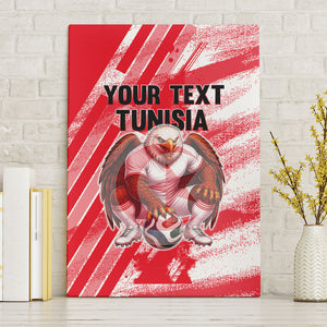Personalized Tunisia Football Canvas Wall Art Tunisian Flag Carthage Eagles Mascot Grunge Style