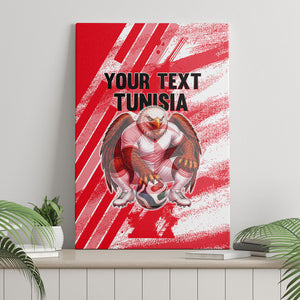 Personalized Tunisia Football Canvas Wall Art Tunisian Flag Carthage Eagles Mascot Grunge Style