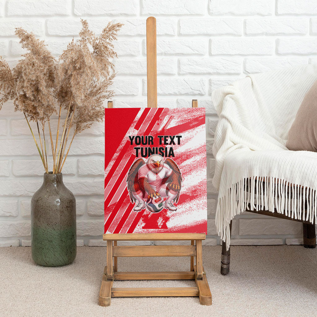 Personalized Tunisia Football Canvas Wall Art Tunisian Flag Carthage Eagles Mascot Grunge Style