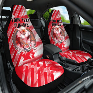 Personalized Tunisia Football Car Seat Cover Tunisian Flag Carthage Eagles Mascot Grunge Style