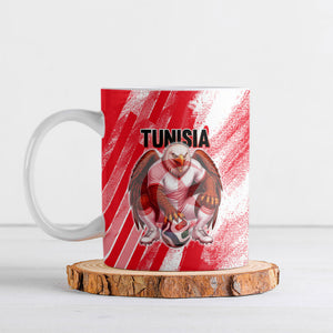 Personalized Tunisia Football Ceramic Mug Tunisian Flag Carthage Eagles Mascot Grunge Style