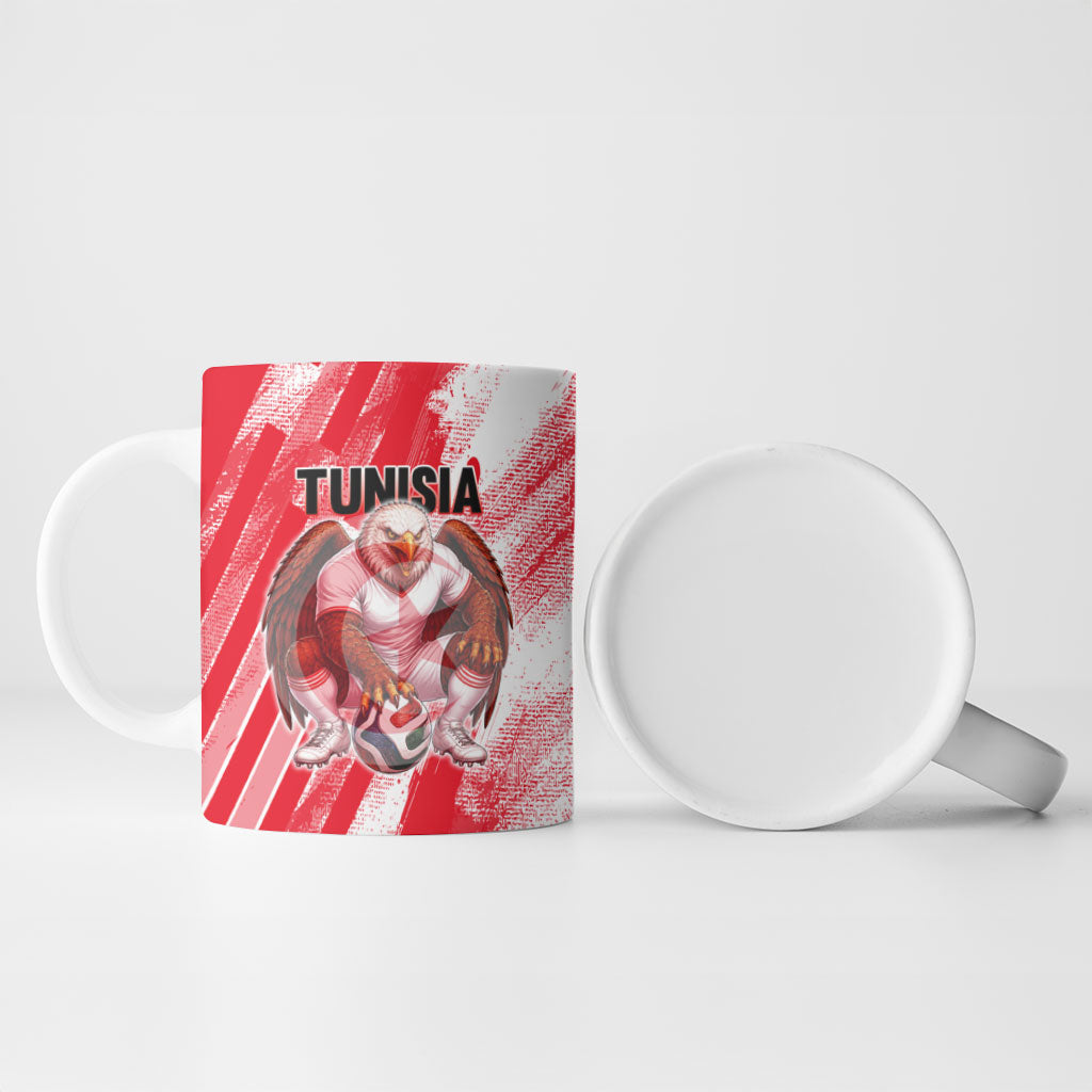 Personalized Tunisia Football Ceramic Mug Tunisian Flag Carthage Eagles Mascot Grunge Style