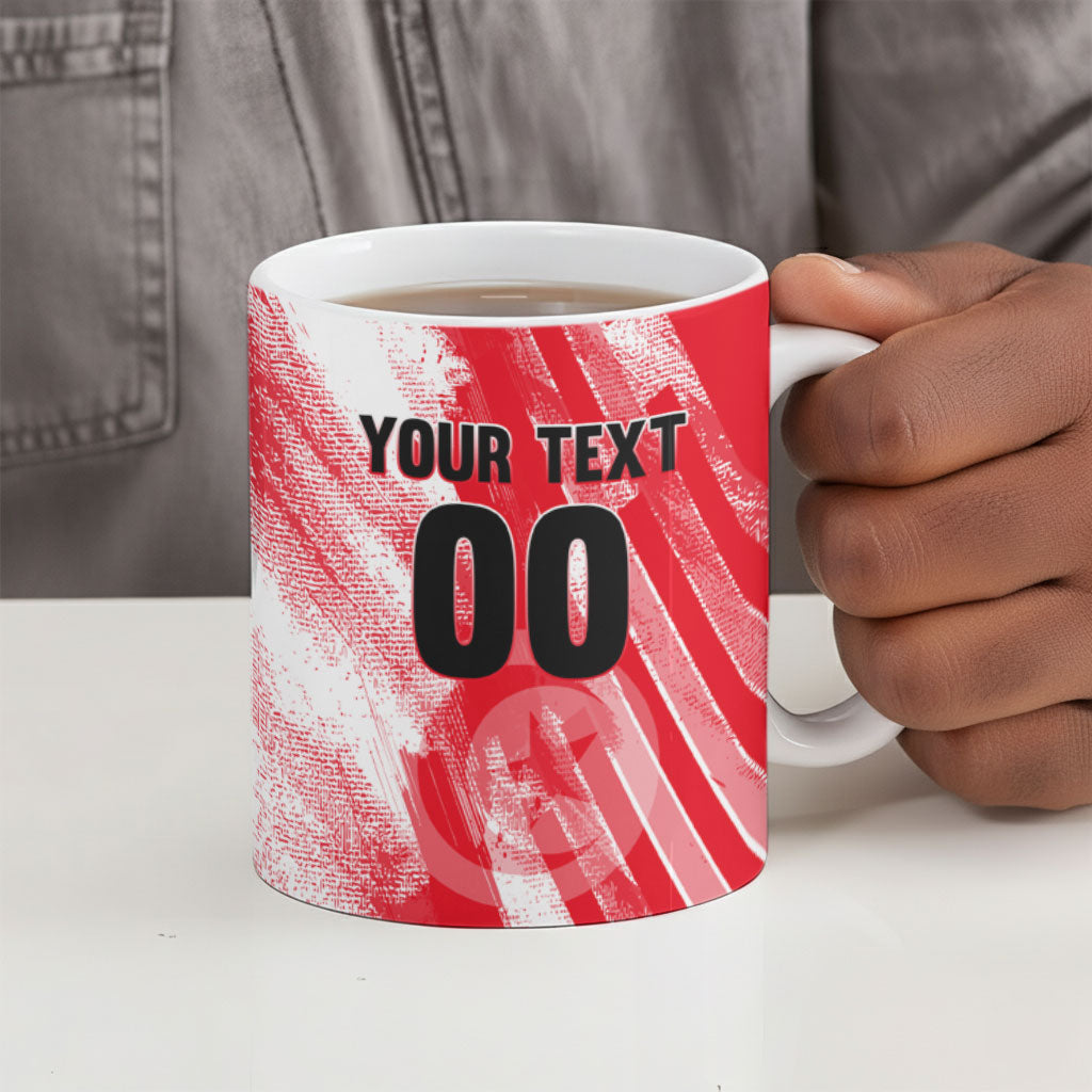 Personalized Tunisia Football Ceramic Mug Tunisian Flag Carthage Eagles Mascot Grunge Style
