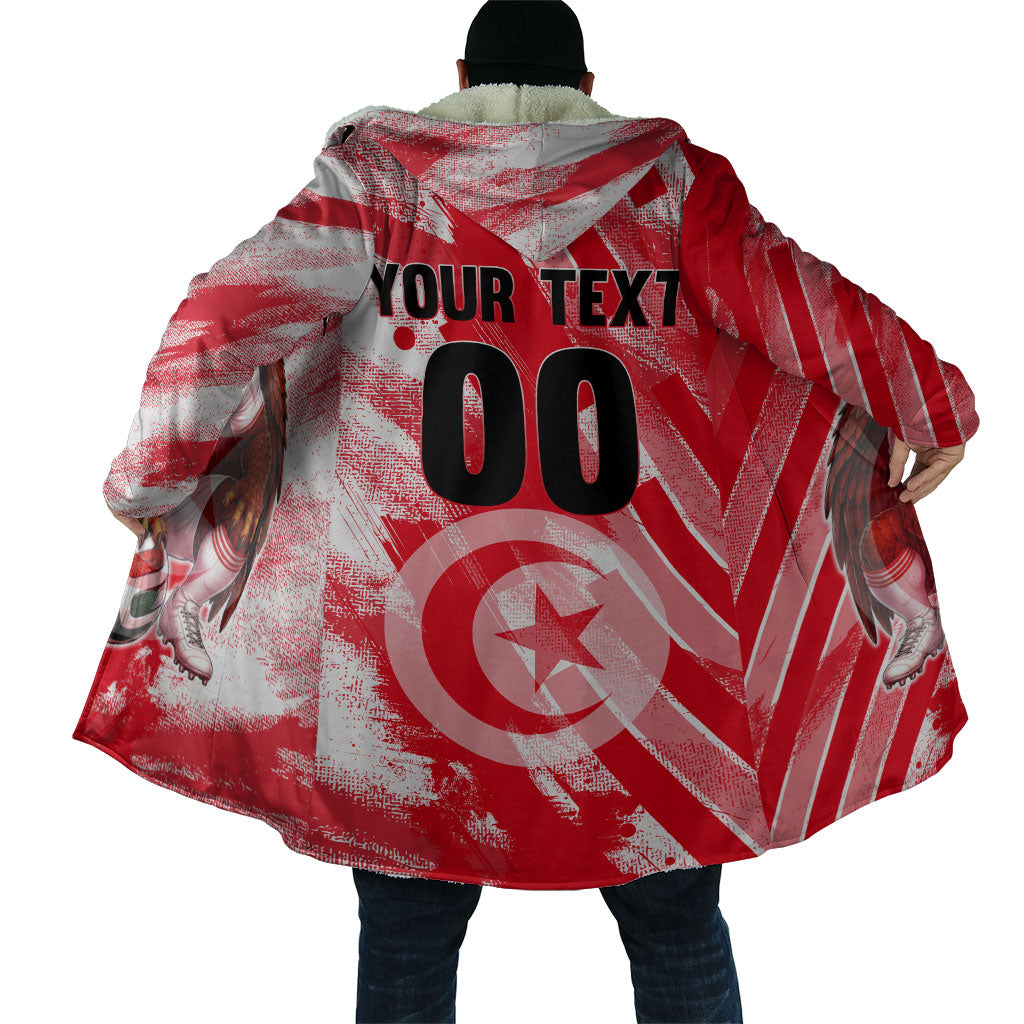 Personalized Tunisia Football Cloak Tunisian Flag Carthage Eagles Mascot Grunge Style