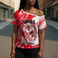 Personalized Tunisia Football Cross Shoulder Shirt Tunisian Flag Carthage Eagles Mascot Grunge Style