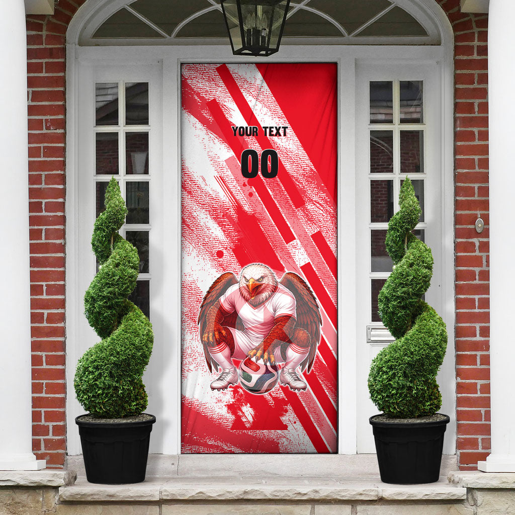 Personalized Tunisia Football Door Cover Tunisian Flag Carthage Eagles Mascot Grunge Style