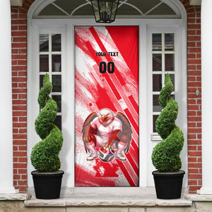 Personalized Tunisia Football Door Cover Tunisian Flag Carthage Eagles Mascot Grunge Style