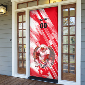 Personalized Tunisia Football Door Cover Tunisian Flag Carthage Eagles Mascot Grunge Style